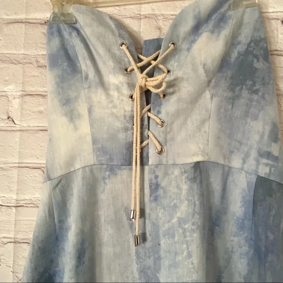 Petersyn Bruna Jumpsuit lace-up front strapless Grotto color Size Large